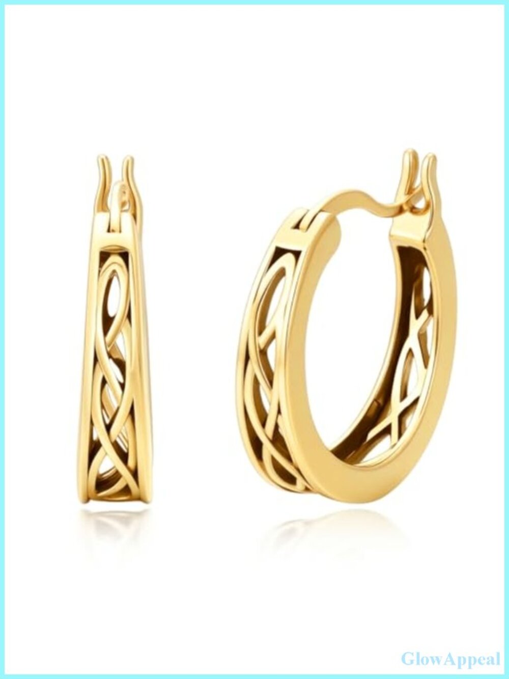 14K Gold Plated Celtic Knot Filigree Hoop Earrings for Women